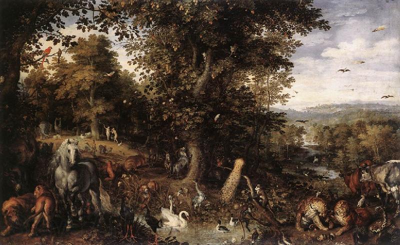 BRUEGHEL, Jan the Elder Garden of Eden fdgd Norge oil painting art